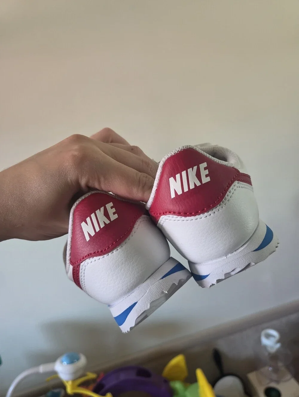 Nike Cortez Toddler Shoes – White/Red/Blue Hook & Loop Size 12C